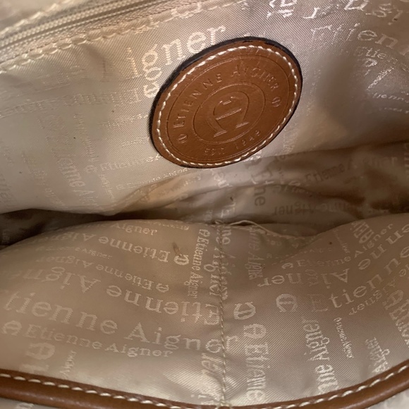 ETIENNE AIGNER Jute Canvas Shoulder Bag Purse Tote - Picture 14 of 16